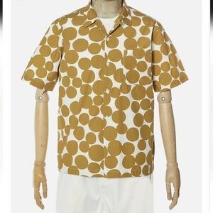 Universal Works-Men's-Button Up-Road Shirt Gold Dot Print Poplin-Size Large